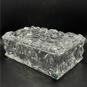 Tiffany & Co Germany Rock Cut Crystal Rectangular Box With Lid, Jewelry Box